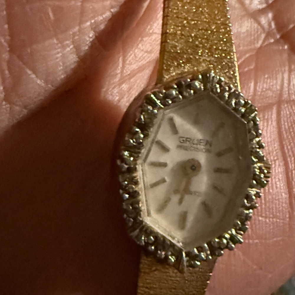 Gruen Gold-Tone Ladies Diamond Accent Watch